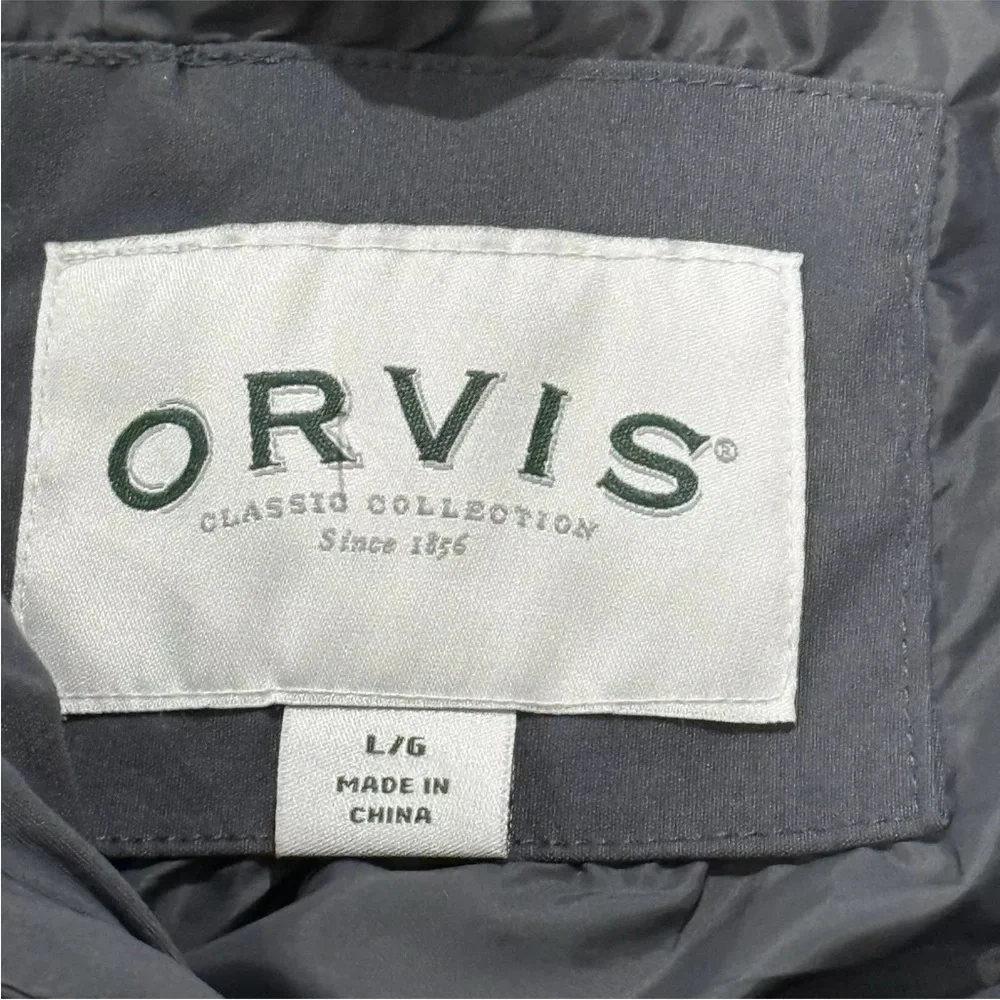 Orvis Gray Quilted Vest with Stand-Up Collar‎
